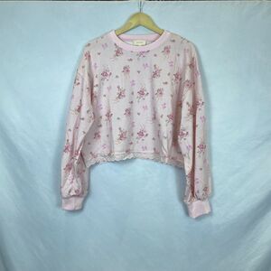 Rareraw Sylvia Floral Lace Trim Lounge Set Pink